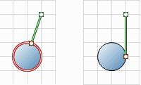 While a point-to-shape connection (left) refers to the whole shape, the point-to-point connection (right) is specificially targeted towards a connection point of the shape.