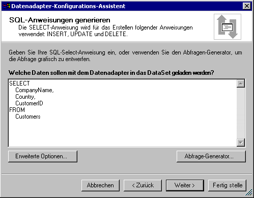 DataAdapter Konfiguration