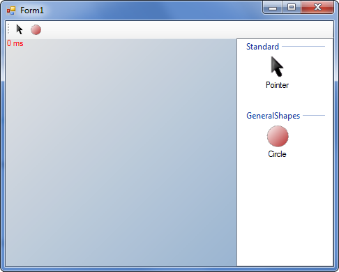 Customized ToolBox controls with only a pointer tool and a circle. Customized ToolBox controls with only a pointer tool and a circle.