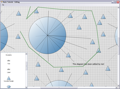 As soon as the display has an assigned tool, the user can edit the diagram.